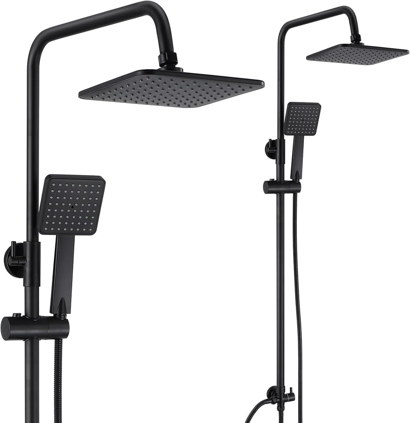 GOYOXOKY Zuhanysystem Rozsdamentes Acél Matt Fekete 20cm Fejzuhany és Kézi Zuhany
