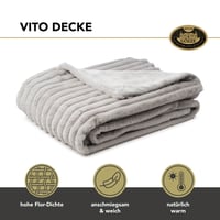 Pătură din blană artificială Gözze Vito cu exterior din catifea raiată și spate moale, 150 x 200 cm, argintiu 2