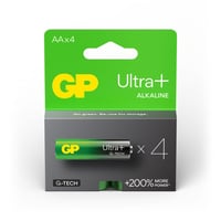 Baterii GP Alkaline Ultra Plus AA 1,5V - Tehnologie GTECH Longlife, Durată de viață lungă și stabilitate ridicată, set de 4 baterii AA Mignon R6 5