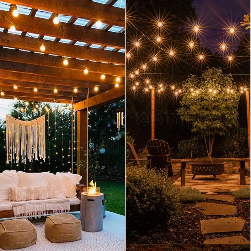 GPATIO LED Kültéri Fényfüzér 7,6m Meleg Fehér G40 IP45 Vízálló Kerti Dekoráció - 7.6 metres