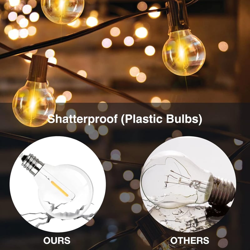 GPATIO LED Kültéri Fényfüzér 7,6m Meleg Fehér G40 IP45 Vízálló Kerti Dekoráció - 7.6 metres