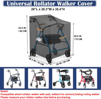 GRABADO Rollator Védőhuzat Vízálló 420D Univerzális Takaróponyva Reflexcsíkkal 7
