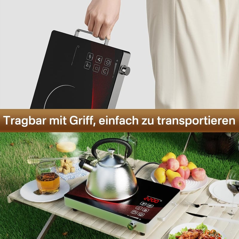 GRACEALL 2200W Infravörös Elektromos Főzőlap Hordozható Kompakt Konyhai Kemping