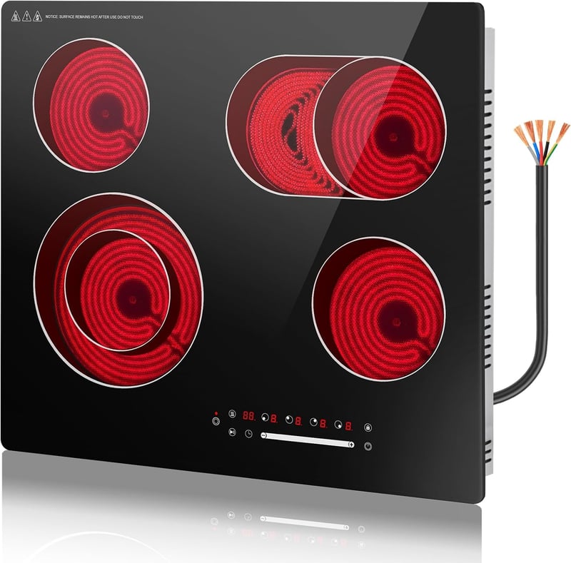 GRACEALL 60 cm üvegkerámia főzőlap 4 zónás infrainfra elektromos 230V 9 fokozat