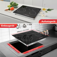 GRACEALL 60 cm üvegkerámia főzőlap 4 zónás infrainfra elektromos 230V 9 fokozat 5