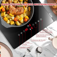 Plită vitroceramică cu touch GRACEALL, 2 zone de gătit, 3000 W, 30 cm, Domino, încorporabilă sau de sine stătătoare, temporizator, menținere la cald, blocare pentru copii, TouchBT1 4