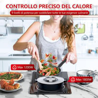 Plită vitroceramică cu touch GRACEALL, 2 zone de gătit, 3000 W, 30 cm, Domino, încorporabilă sau de sine stătătoare, temporizator, menținere la cald, blocare pentru copii, TouchBT1 3