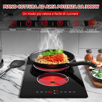 Plită vitroceramică cu touch GRACEALL, 2 zone de gătit, 3000 W, 30 cm, Domino, încorporabilă sau de sine stătătoare, temporizator, menținere la cald, blocare pentru copii, TouchBT1 2