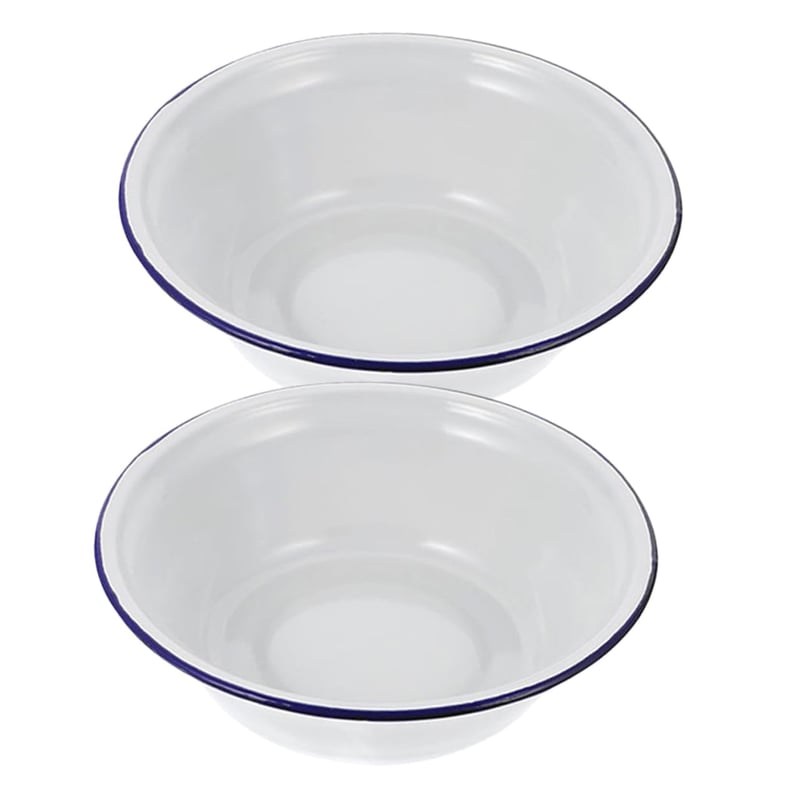 GRADENEVE Retro Emajlirani Set Zdjelica - 2 Duboke Zdjele za Miješanje za Kuhinju, Vintage Stil Posude za Tijesto, 22 cm Promjer Kuhinjsko Posuđe