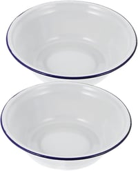 GRADENEVE Retro Zománc Tálkészlet - 2 db Mély Keverőtál Konyhába, Vintage Stílusú Dagasztótál, 22 cm Átmérőjű Konyhai Edény 1