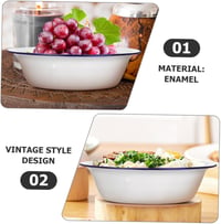 GRADENEVE Retro Zománc Tálkészlet - 2 db Mély Keverőtál Konyhába, Vintage Stílusú Dagasztótál, 22 cm Átmérőjű Konyhai Edény 3
