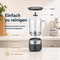 GRAEF MS802EU Električni pjenjač mlijeka – 500 ml, pjena vrhunske kvalitete, uklonjivi stakleni vrč, 5 programa, zaslon na dodir, crni 5