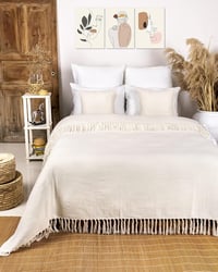 Gräfenstayn Premium Ágytakaró 220x240 cm Halszálka Mintás Krém Pamut Pléd - 220 x 240 cm, cream 3