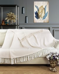 Gräfenstayn Premium Ágytakaró 220x240 cm Halszálka Mintás Krém Pamut Pléd - 220 x 240 cm, cream 4