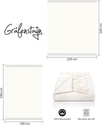 Gräfenstayn Premium Ágytakaró 220x240 cm Halszálka Mintás Krém Pamut Pléd - 220 x 240 cm, cream 5