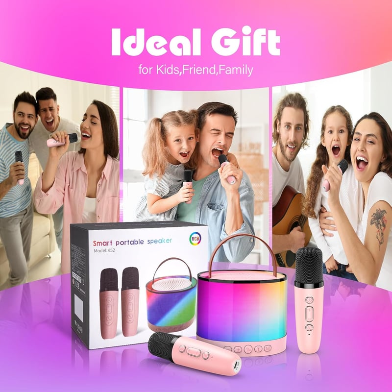 Gralal Karaoke Gép 2 Bluetooth Mikrofonnal Gyerekeknek 3-12 Év