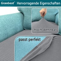 Granbest elastický poťah na sedadlo pohovky, pre 2 osoby, svetlosivý, materiál Jacquard Spandex, naťahovací, prateľný ochranný poťah na sedadlo 4