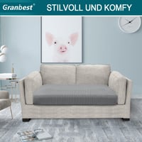 Granbest elastický poťah na sedadlo pohovky, pre 2 osoby, svetlosivý, materiál Jacquard Spandex, naťahovací, prateľný ochranný poťah na sedadlo 2