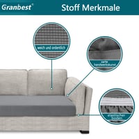 Granbest elastický poťah na sedadlo pohovky, pre 2 osoby, svetlosivý, materiál Jacquard Spandex, naťahovací, prateľný ochranný poťah na sedadlo 3