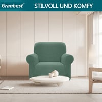 Granbest nepremokavý elastický poťah na kreslo, žakárový spandexový poťah na pohovku s protišmykovými penovými valčekmi, šalviovo zelený 2