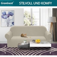 Granbest elastický vodoodolný poťah na pohovku pre 3 osoby, spandex žakár, elastický poťah na sedaciu súpravu s protišmykovými penovými valčekmi, piesková farba 2