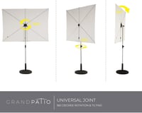 Grand patio Téglalap Erkély Napernyő UV Védelemmel 183x134cm Bézs 5