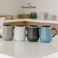 Grandties Izolovaný hrnček na kávu s rukoväťou a posuvným vekom, 16 oz (470 ml), tvar pohára na víno, dvojstenný vákuovo izolovaný nerezový termohrnček 9