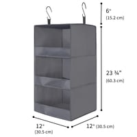 GRANNY SAYS Organizator suspendat pentru dulap, 3 compartimente, raft pliabil din material textil, gri, 1 buc. 3