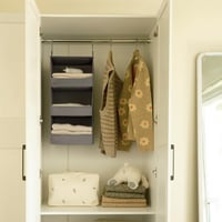 GRANNY SAYS Organizator suspendat pentru dulap, 3 compartimente, raft pliabil din material textil, gri, 1 buc. 7