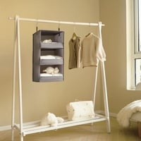 GRANNY SAYS Organizator suspendat pentru dulap, 3 compartimente, raft pliabil din material textil, gri, 1 buc. 5