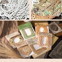 Grasslandy Vintage Csipkés Kivágott Scrapbook Papírkeret 6 Csomag - Naplókészítéshez, DIY Dekorációhoz, Fotóalbumhoz - 5 Alakzat, 10 Minta/C 4