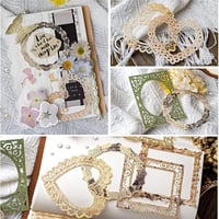 Grasslandy Vintage Csipkés Kivágott Scrapbook Papírkeret 6 Csomag - Naplókészítéshez, DIY Dekorációhoz, Fotóalbumhoz - 5 Alakzat, 10 Minta/C 6