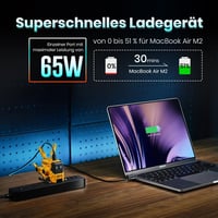 GravaStar Alpha 65W Robot GaN USB-C Töltő - 3 Portos Gyorstöltő iPhone, MacBook, Steam Deck Készülékekhez - Sárga Mecha Dizájn 4