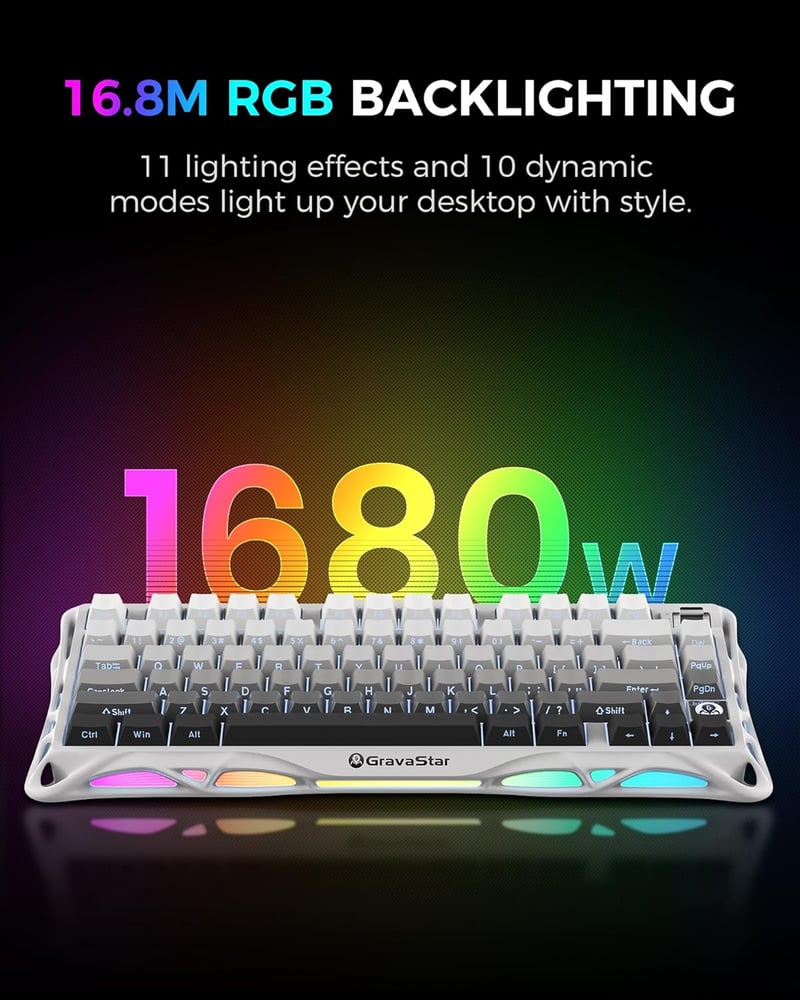 GravaStar Mercury K1 75% Mechanikus Gaming Billentyűzet Alumínium Exoskeleton RGB