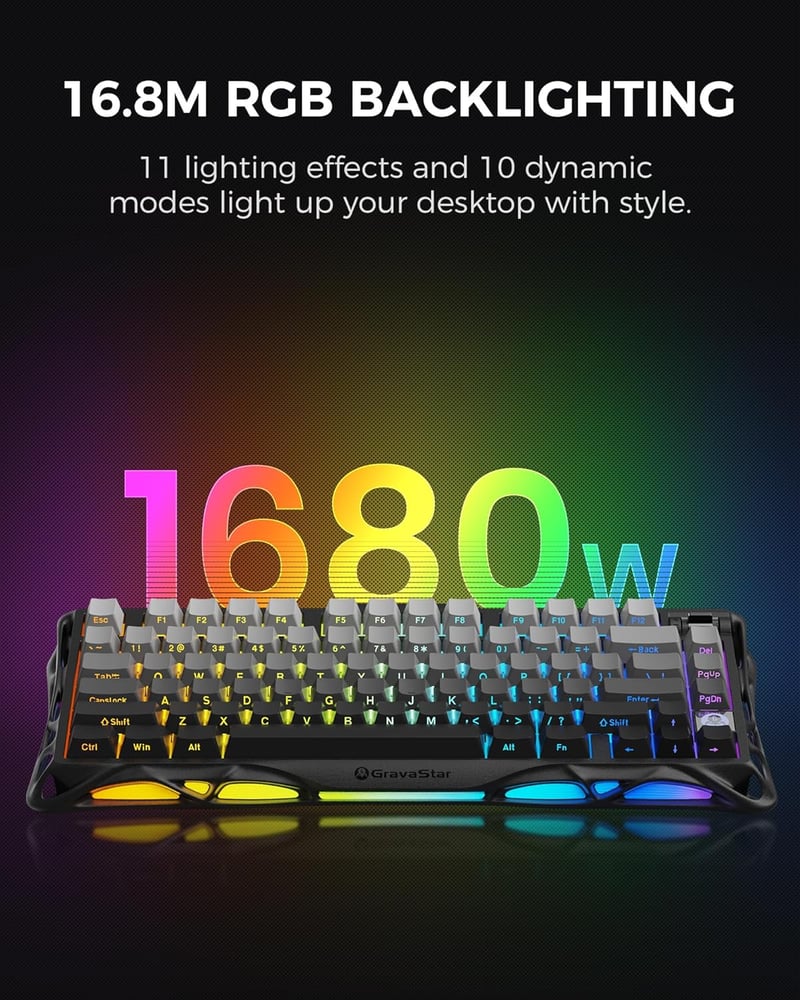 GravaStar Mercury K1 75% Mechanikus Gaming Billentyűzet Alumínium Exoskeleton RGB