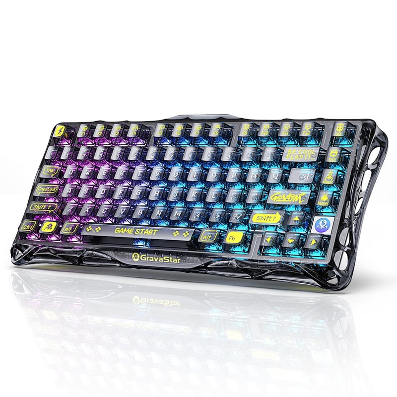 GravaStar Mercury K1 Lite 75% mehanička gaming tipkovnica, RGB, bežična - prozirna crna