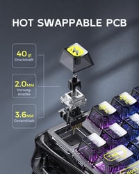 GravaStar Mercury K1 Lite 75% Wireless Gaming Billentyűzet RGB Háttérvilágítással 4
