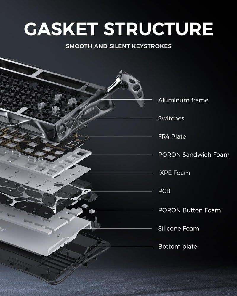 GravaStar Mercury K1 Pro Wireless Gaming Billentyűzet, 75% Alumínium, Mechanikus