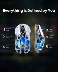 GravaStar Mercury M1 Pro Gamer Egér, 26000 DPI, 88g Könnyű Üreges Dizájn, 4K Vevőegység, 5 Programozható Gomb, RGB Világítás, Ezüst 7
