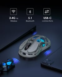GravaStar Mercury M1 Pro Gamer Egér, 26000 DPI, 88g Könnyű Üreges Dizájn, 4K Vevőegység, 5 Programozható Gomb, RGB Világítás, Ezüst 5