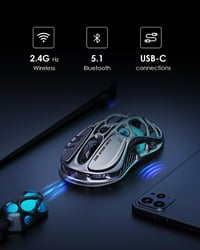 GravaStar Mercury M1 Pro Vezeték Nélküli Gaming Egér, 4K Hz, Magnézium Ötvözet, 26000 DPI, PAW3395 Szenzor, RGB Világítás, Üreges Dizájn - S 4