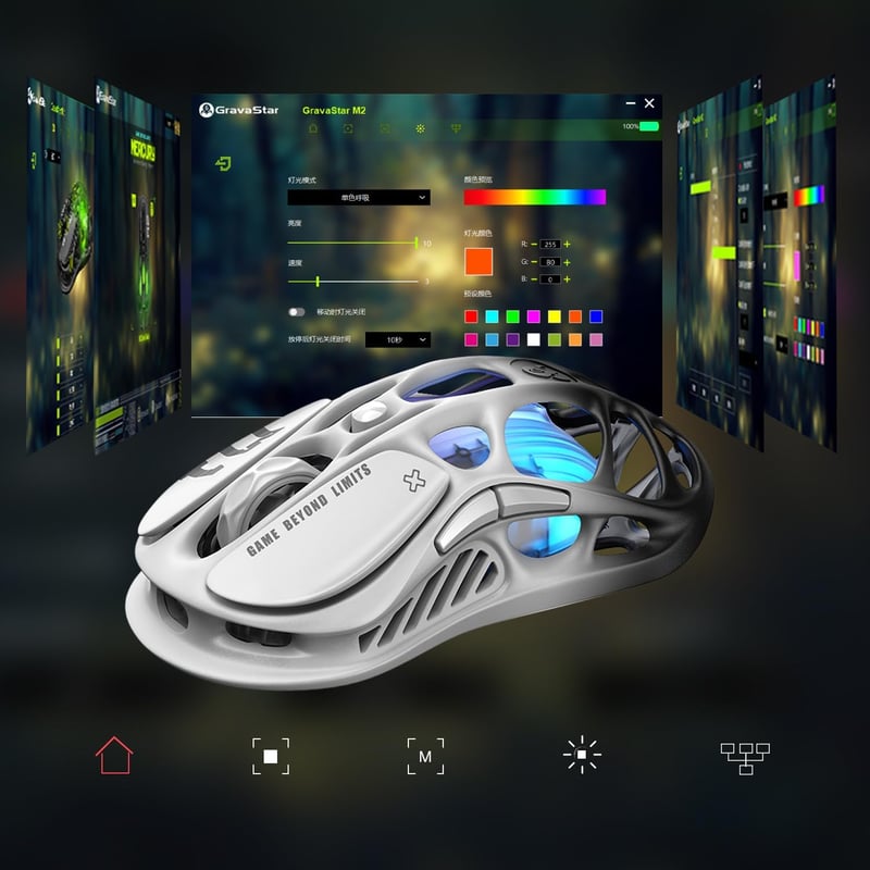 GravaStar Mercury M1 Pro Wireless Gaming Egér 26000 DPI, Ultralight 88g, RGB