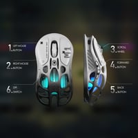 GravaStar Mercury M1 Pro Wireless Gaming Egér 26000 DPI, Ultralight 88g, RGB 5