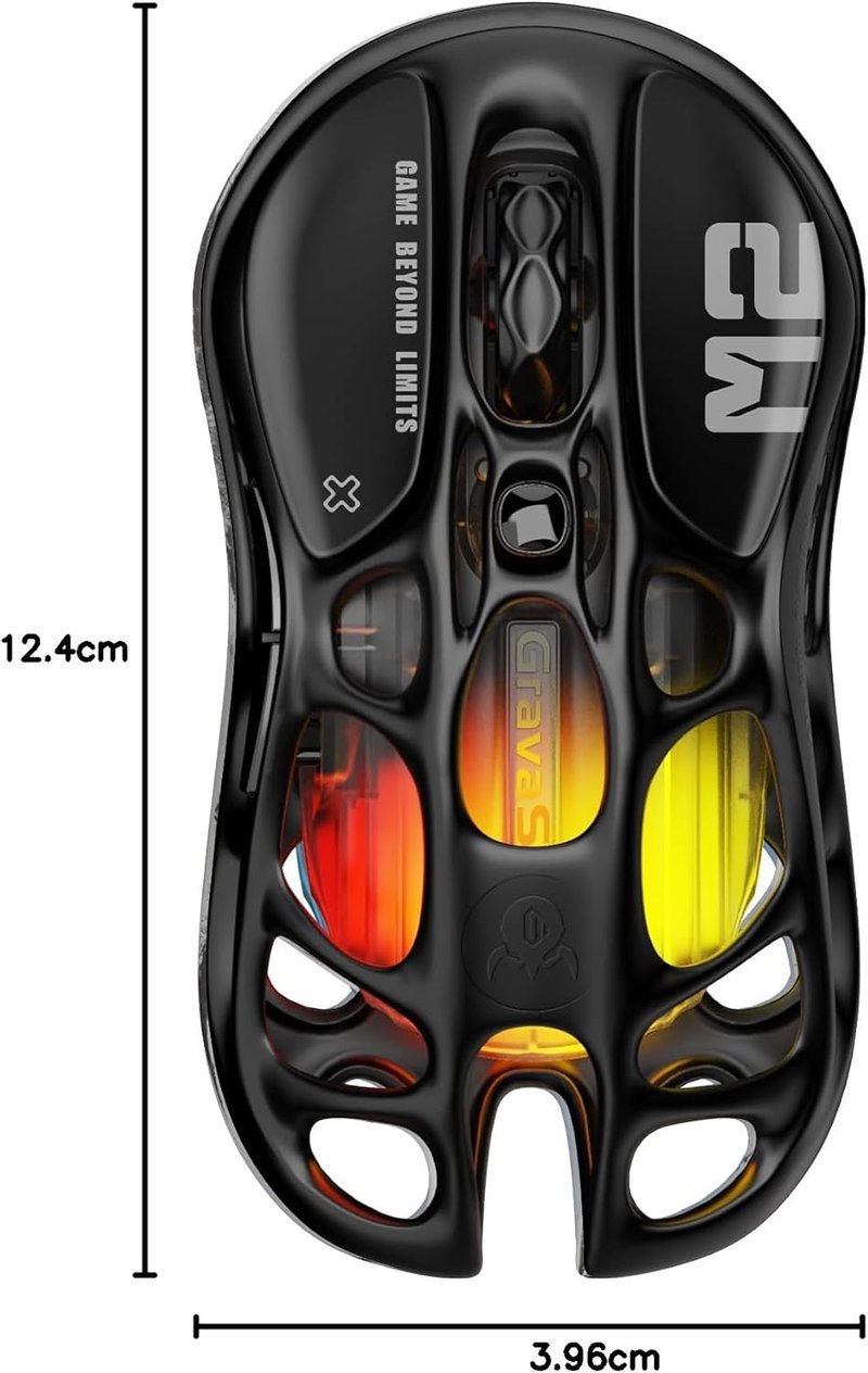GravaStar Mercury M2 Vezeték Nélküli Gamer Egér - 26000 DPI PAW3395 Szenzor, 79g Ultrakönnyű, 5 RGB Mód, Programozható Gombok, 3 Csatlakozás