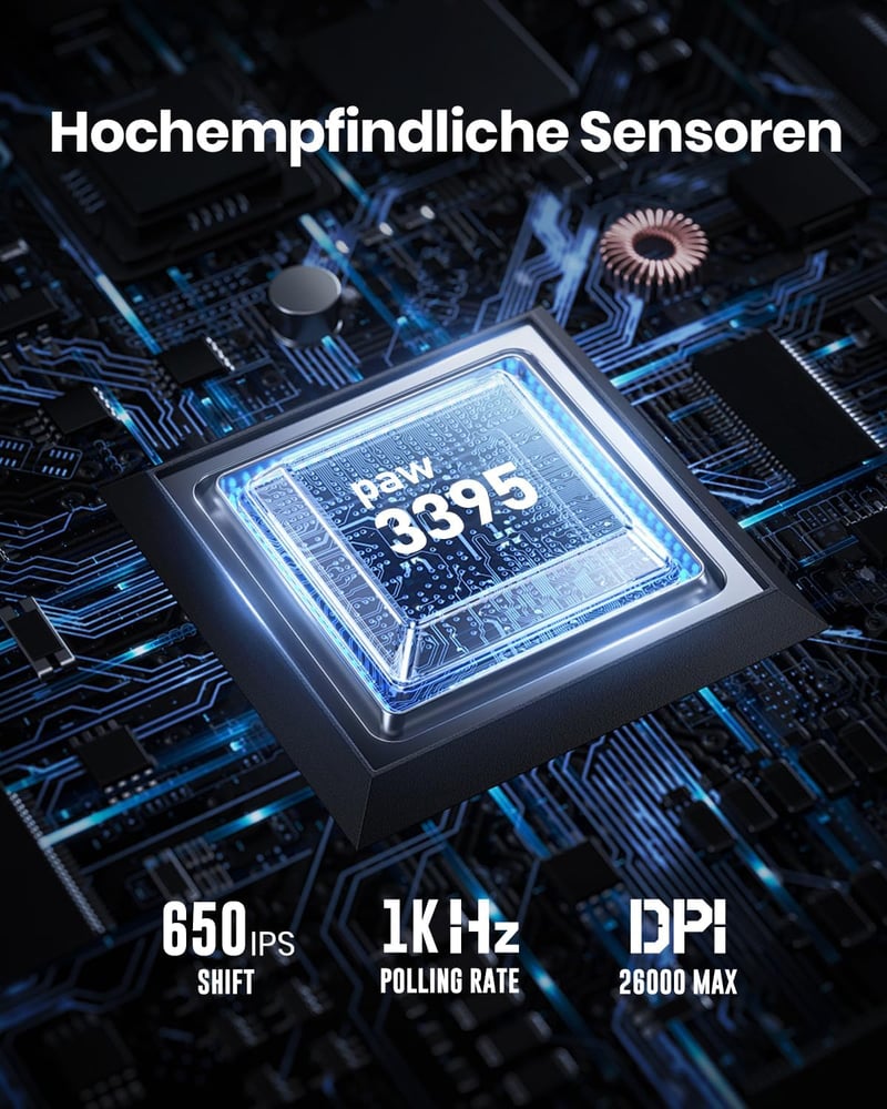 GravaStar Mercury M2 Vezeték Nélküli Gamer Egér - 26000 DPI PAW3395 Szenzor, 79g Ultrakönnyű, 5 RGB Mód, Programozható Gombok, 3 Csatlakozás