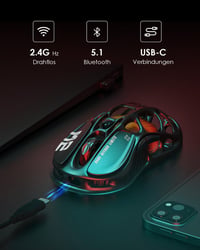 GravaStar Mercury M2 Vezeték Nélküli Gamer Egér - 26000 DPI PAW3395 Szenzor, 79g Ultrakönnyű, 5 RGB Mód, Programozható Gombok, 3 Csatlakozás 5
