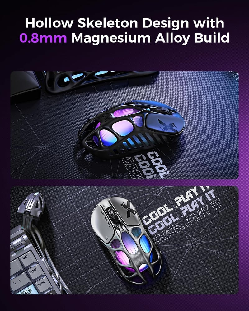 GravaStar Mercury X Pro 49g Wireless Gaming Egér 32000 DPI PAW3950 8000Hz RGB
