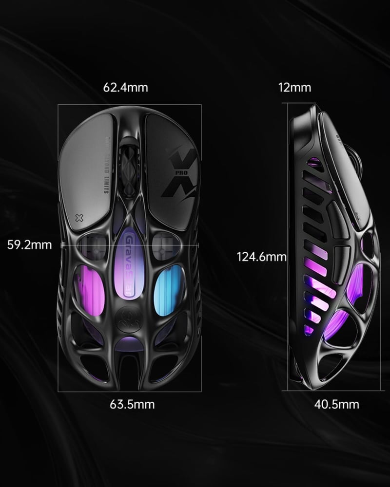 GravaStar Mercury X Pro 49g Wireless Gaming Egér 32000 DPI PAW3950 8000Hz RGB