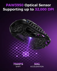 GravaStar Mercury X Pro 49g Wireless Gaming Egér 32000 DPI PAW3950 8000Hz RGB 3