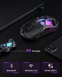 GravaStar Mercury X Pro vezeték nélküli gaming egér, 49g, PAW3950, 8K - szürke 8